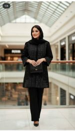 ست مانتو شلوار مجلسی فیروزه - Image 2