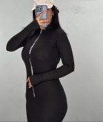 ماکسی مجلسی جلو زیپ آستین فینگردار - Image 2