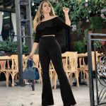 ست کراپ شلوار مجلسی فانتزی شالدار
