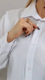 شومیز سفید ساده تترون کد 6114 - Image 3